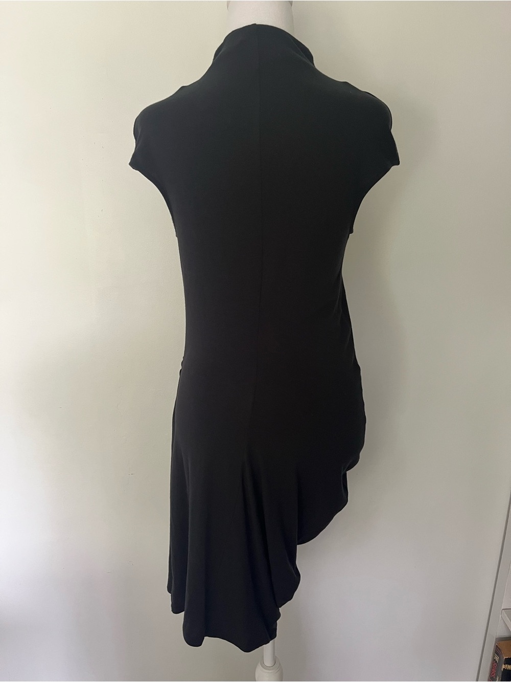 Helmut Lang Black Midi Sheath Dress with Side Drape - Picture 4 of 6